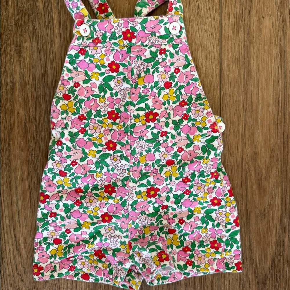 Mini Boden Floral Shorts Overalls